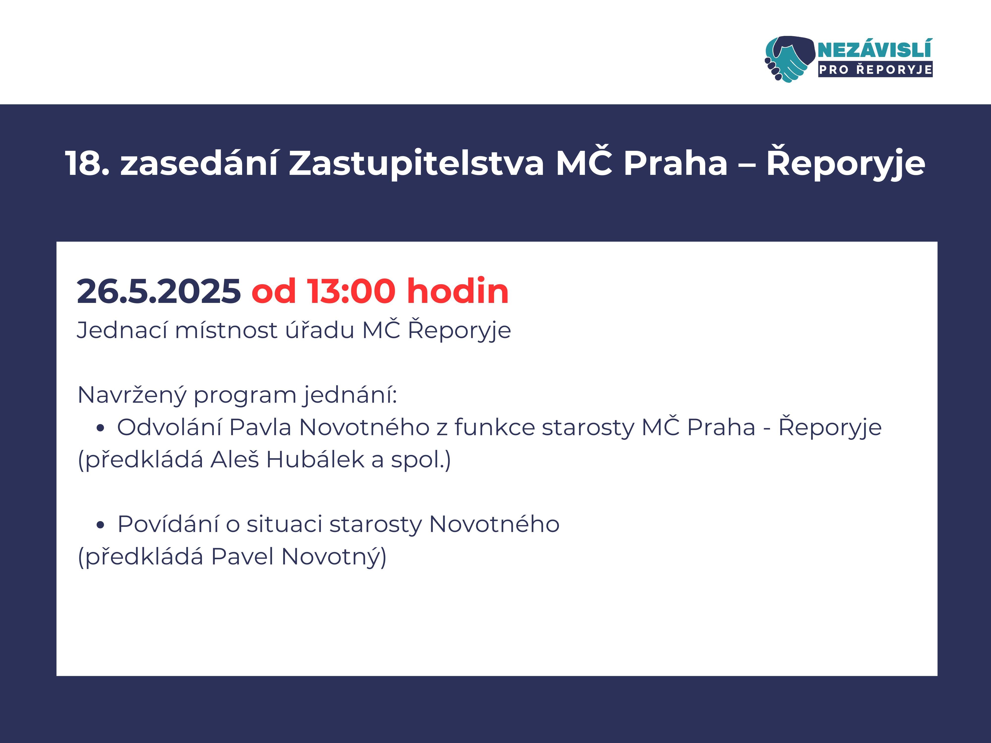 Pozvána na 18. zasedání zastupitelstva